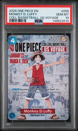 2026 ONE PIECE PROMOS COLLEGE BASKETBALL: US VOYAGE MONKEY D. LUFFY PSA 10 - Image 1