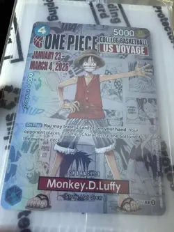One Piece Monkey D. Luffy US Voyage College Basketball Card Rutgers + SHIRT - Image 2
