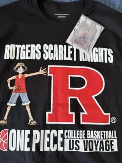 One Piece Monkey D. Luffy US Voyage College Basketball Card Rutgers + SHIRT - Image 3
