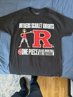 One Piece Monkey D. Luffy US Voyage College Basketball Card Rutgers + SHIRT - Image 4