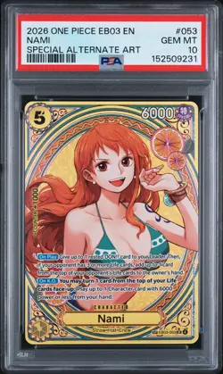 2026 ONE PIECE EB03-ONE PIECE HEROINES EDITION SPECIAL ALT ART #053 NAMI PSA 10 - Image 1