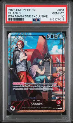 2025 ONE PIECE PROMOS PSA MAGAZINE EXCLUSIVE #001 SHANKS PSA 10 - Image 1