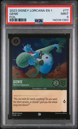 2023 DISNEY LORCANA THE FIRST CHAPTER FOIL #77 GENIE - THE EVER IMPRESSIVE PSA 9 - Image 1