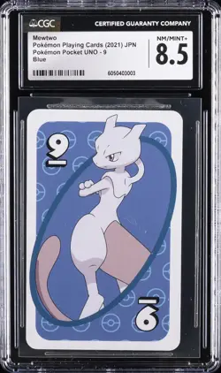 2021 POKEMON JAPANESE PLAYING CARDS POKEMON POCKET UNO 9 BLUE MEWTWO CGC 8.5 - Image 1