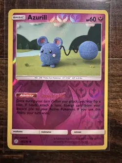 Pokemon TCG Azurill 146/236 Cosmic Eclipse Reverse Holo Card | NM - Image 1