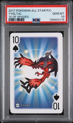 2017 POKEMON AS PLAYING CARDS 10 OF SPADES YVELTAL PSA 10 - Image 1