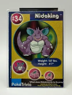 Nidoking - Burger King #34 | Pokemon Poketrivia Card (Perforated) - Image 1