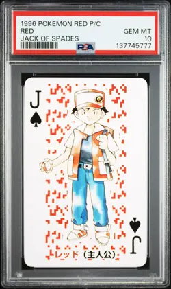 1996 POKEMON RED VERSION PLAYING CARDS JACK OF SPADES RED PSA 10 - Image 1