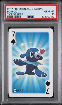 2017 POKEMON AS PLAYING CARDS 7 OF SPADES POPPLIO PSA 10 - Image 1