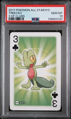 2017 POKEMON AS PLAYING CARDS 3 OF CLUBS TREECKO PSA 10 - Image 1