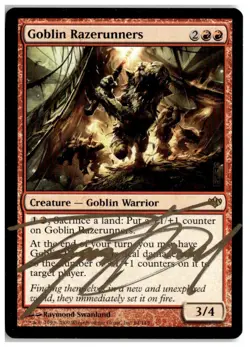 MTG Goblin Razerunners - Conflux Gold Signed Moderately Played English - Image 1