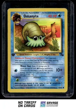 1999 Pokemon Classic - Fossil 1st Edition Omanyte #52/62 - Image 1