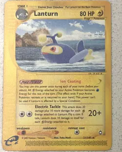 Lanturn 21/147 Regular Uncommon Aquapolis 2003 Pokemon English LP/NM - Image 1