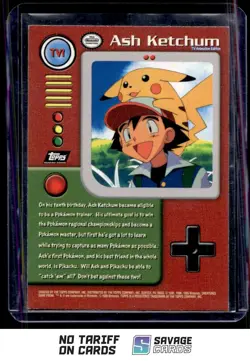 1999 Pokemon Topps S1 Character Foil Ash Ketchum #TV1 - Image 2