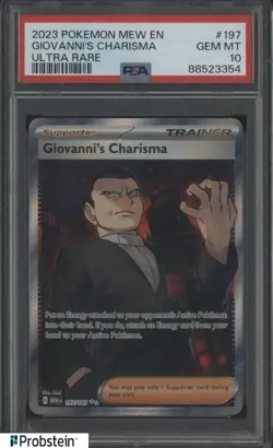2023 Pokemon Mew EN #197 Giovanni's Charisma Ultra Rare PSA 10 GEM MINT - Image 1