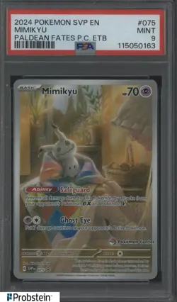 2024 Pokemon Scarlet Violet Promos EN Paldean Fates P.C. ETB #075 Mimikyu PSA 9 - Image 1