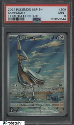 2024 Pokemon Surging Sparks EN #209 Skarmory Illustration Rare PSA 9 MINT - Image 1