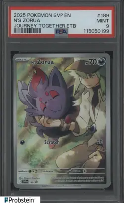 2025 Pokemon Scarlet & Violet Promos Journey Together ETB #189 N's Zorua PSA 9 - Image 1