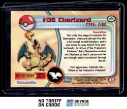 1999 Pokemon Topps TV Animation S3 Foil Charizard #6 - Image 2