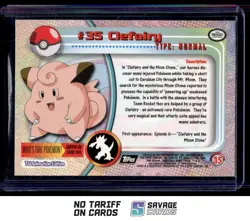 1999 Pokemon Topps TV Animation S3 Foil Clefairy #35 - Image 2