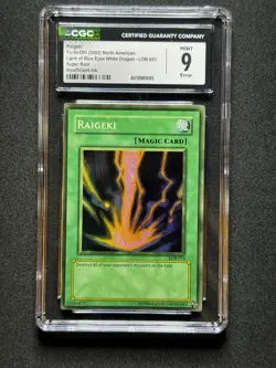 CGC 9 ERROR Yugioh Raigeki LOB-053 Super Unlimited FADED INSUFFICIENT INK! - Image 1