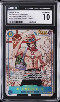 2025 ONE PIECE CARRYING ON HIS WILL JAPANESE SR ALT ART PORTGAS D. ACE CGC 10 - Image 1