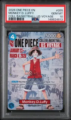2026 ONE PIECE PROMOS COLLEGE BASKETBALL: US VOYAGE MONKEY D. LUFFY PSA 10 - Image 1