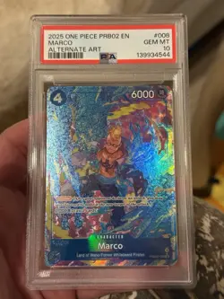 One Piece Marco Alternate Art Super Rare Foil PRB02-008 PSA 10 Premium Booster - Image 1