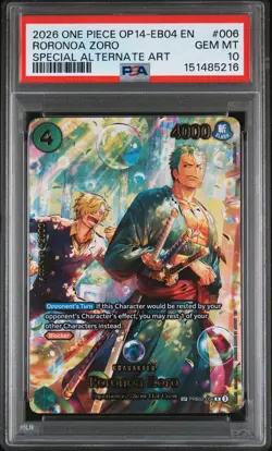 2026 ONE PIECE THE AZURE SEA'S SEVEN SPECIAL ALT ART RORONOA ZORO PSA 10 - Image 1