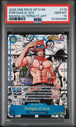 2025 ONE PIECE CARRYING ON HIS WILL MANGA ALT ART #119 PORTGAS D. ACE PSA 10 - Image 1