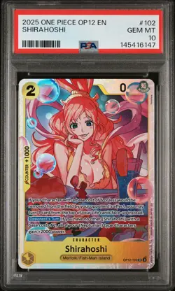 2025 ONE PIECE OP12-LEGACY OF THE MASTER #102 SHIRAHOSHI PSA 10 - Image 1