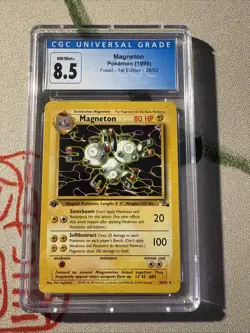 Pokemon Card Magneton 26/62 Fossil 1st Edition Non-Holo Rare CGC 8.5 - Image 1
