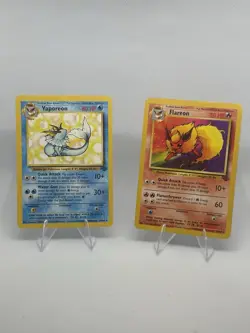 Pokemon TCG Jungle Vaporeon & Flareon Cards Lot | Wizards of the Coast | 1999 - Image 1