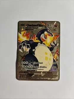 Pokemon Gold/Metal Card Charizard VMAX SV107/SV122 Rare - Image 1