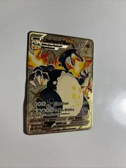 Pokemon Gold/Metal Card Charizard VMAX SV107/SV122 Rare - Image 2