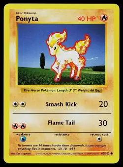 Pokemon Card Base Set Shadowless Ponyta 60/102 Common - Image 1