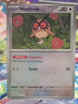 Pokemon Card Hoothoot 077/131 Master Ball Rare Common Prismatic Evolutions LP - Image 1