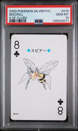 2000 POKEMON SILVER VERSION PLAYING CARDS 8 OF CLUBS #015 BEEDRILL PSA 10 - Image 1
