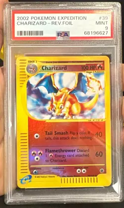 2002 Pokemon Expedition Charizard Reverse Holo Foil 39 PSA 9 Gem Mint - Image 1