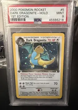 2000 Pokemon Rocket #5 Dark Dragonite Holo 1st Edition PSA 9 MINT - Image 1