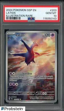 2024 Pokemon Surging Sparks En #203 Latios Illustration Rare PSA 10 GEM MINT - Image 1