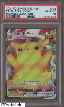 2021 Pokemon SWSH BSP Pikachu VMAX Box #062 FA Pikachu VMAX PSA 10 - Image 1