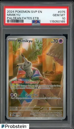 2024 Pokemon Scarlet & Violet Promos Paldean Fates ETB #075 Mimikyu PSA 10 - Image 1