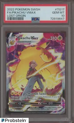 2022 Pokemon SWSH Lost Origin #TG17 FA Pikachu VMAX PSA 10 GEM MINT - Image 1