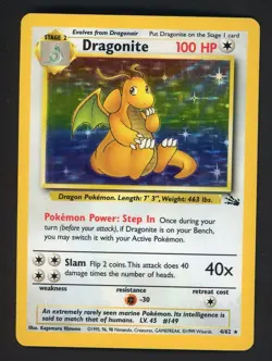 1999 Pokemon Fossil #4/62 Dragonite Holo Rare - Image 1
