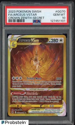 2023 Pokemon SWSH Crown Zenith Secret #GG70 FA Arceus VSTAR PSA 10 - Image 1