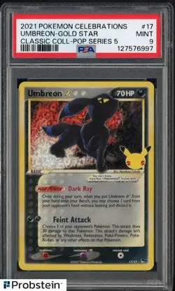 2021 Pokemon Celebrations Classic Pop Series #17 Umbreon Gold Star PSA 9 - Image 1