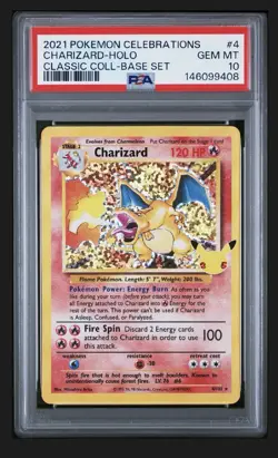 2021 Pokemon Celebrations Charizard Holo PSA 10 Classic Collection Base #4/102 - Image 1