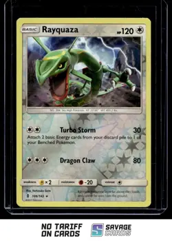 2017 Pokemon Sun & Moon - Guardians Rising Reverse Holo Rayquaza #106/145 - Image 1
