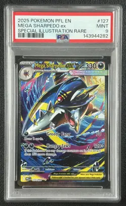 MEGA SHARPEDO EX PSA 9 2025 POKEMON PHANTASMAL FLAMES #127/094 SIR MINT 282 - Image 1